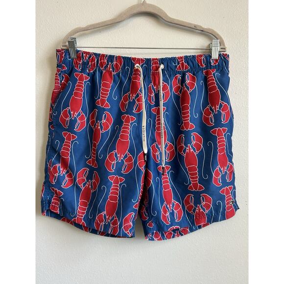 lobster Swim Trunks Shorts mens Medium Surfer Board blue red Tommy Hilfiger USA - Picture 2 of 11
